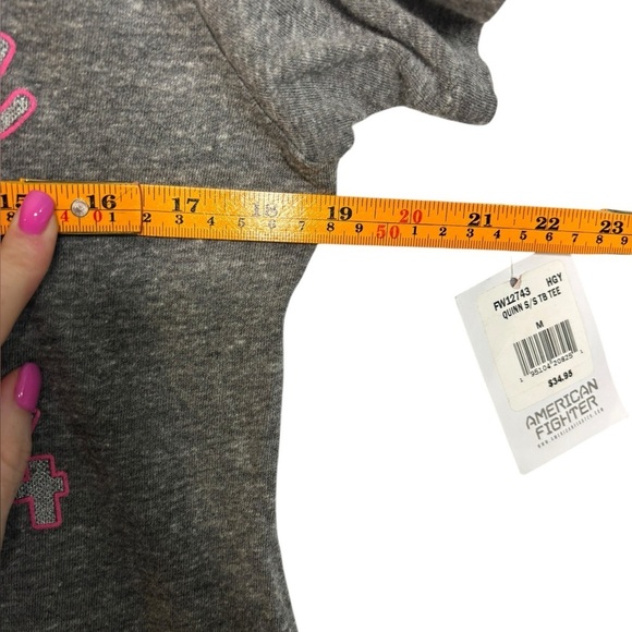 NWT American Fighter Grey Pink Quinn Short Sleeve Tee T-shirt Size Medium - Picture 7 of 9